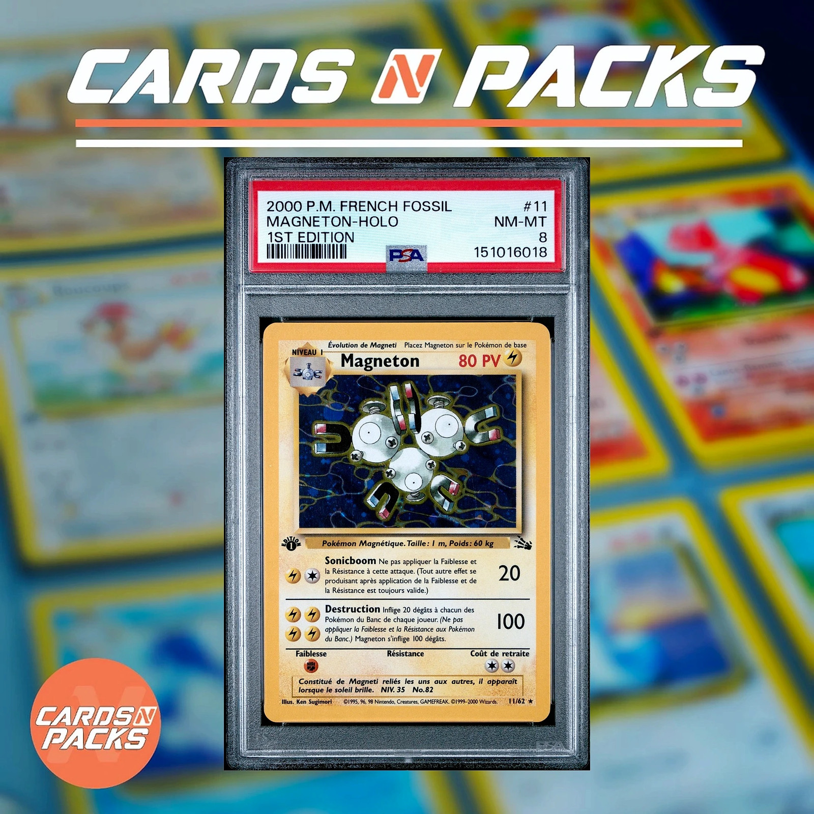 2000 Pokemon French Fossil Magneton-Holo 1st Edition 11