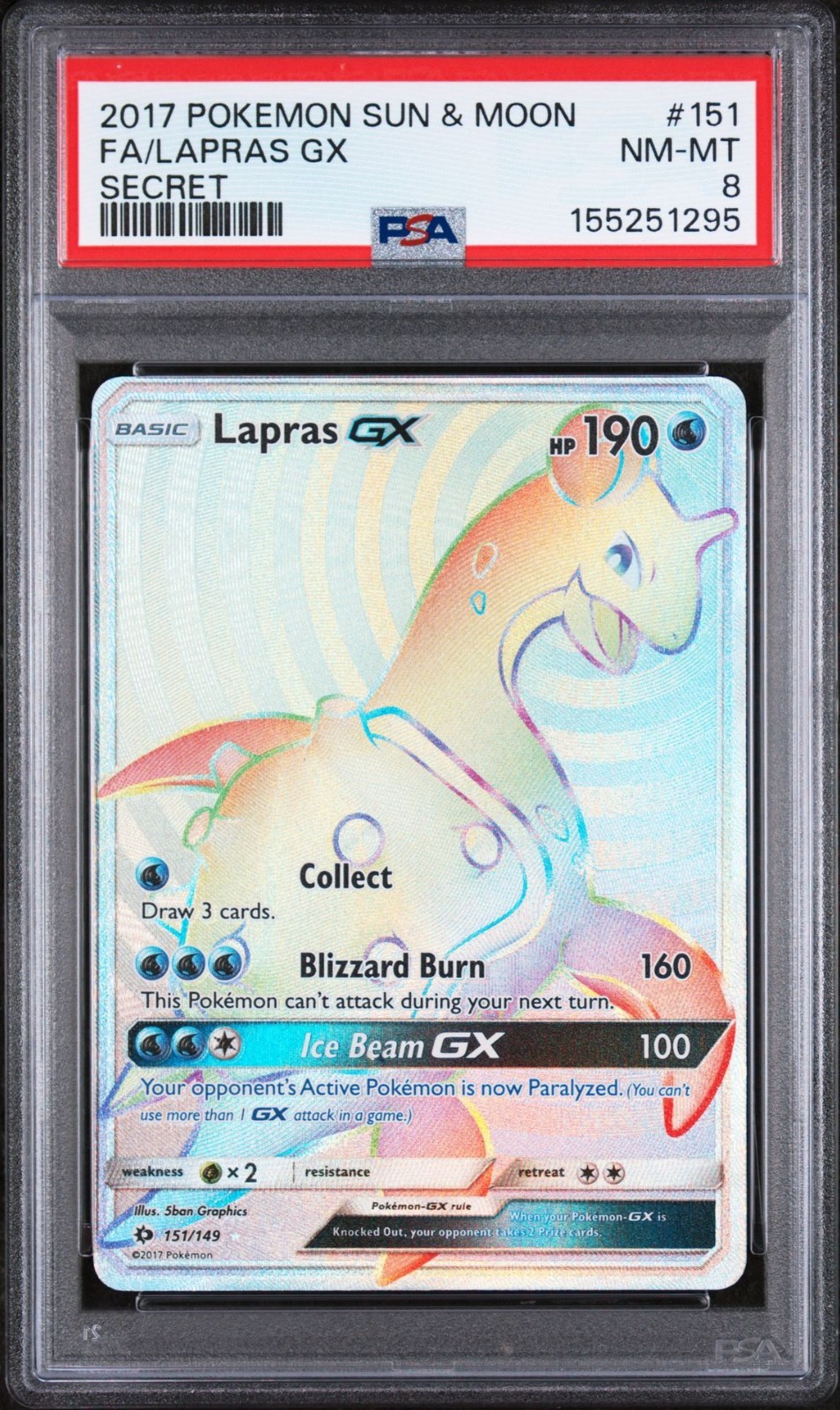2017 Pokemon Sun & Moon Full Art/Lapras GX Secret 151