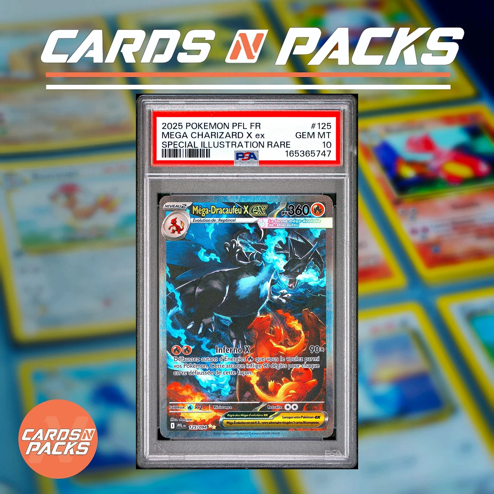 2025 Pokemon French Pfl FR-Phantasmal Flames Mega Charizard X EX Special Illustration Rare 125