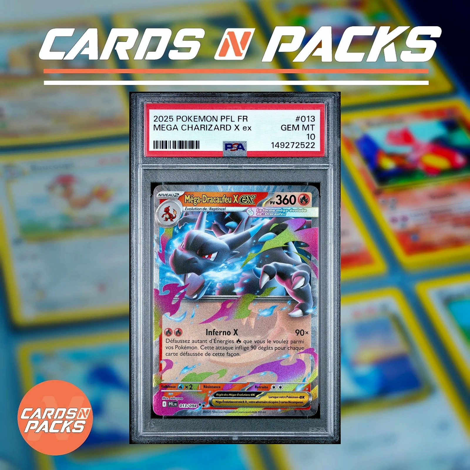 2025 Pokemon French Pfl FR-Phantasmal Flames Mega Charizard X EX 013