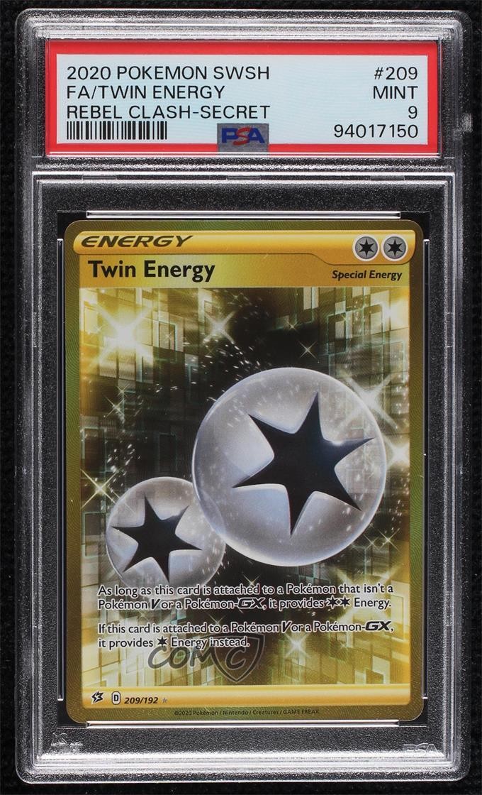 2020 Pokemon Sword & Shield Rebel Clash Full Art/Twin Energy Secret 209