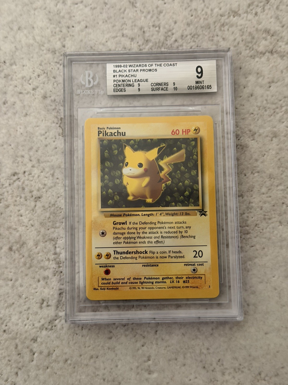 1999 Pokemon Wizards of the Coast Black Star Promos Pikachu (Pokemon League) 1A