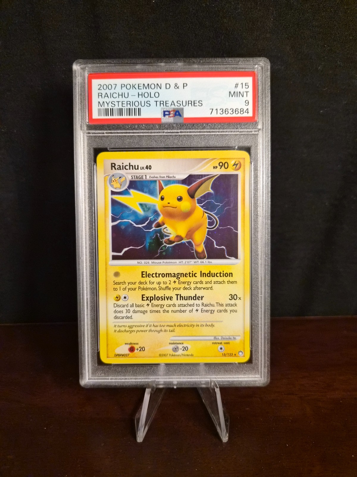 2007 Pokemon Diamond & Pearl Mysterious Treasures Raichu-Holo 15