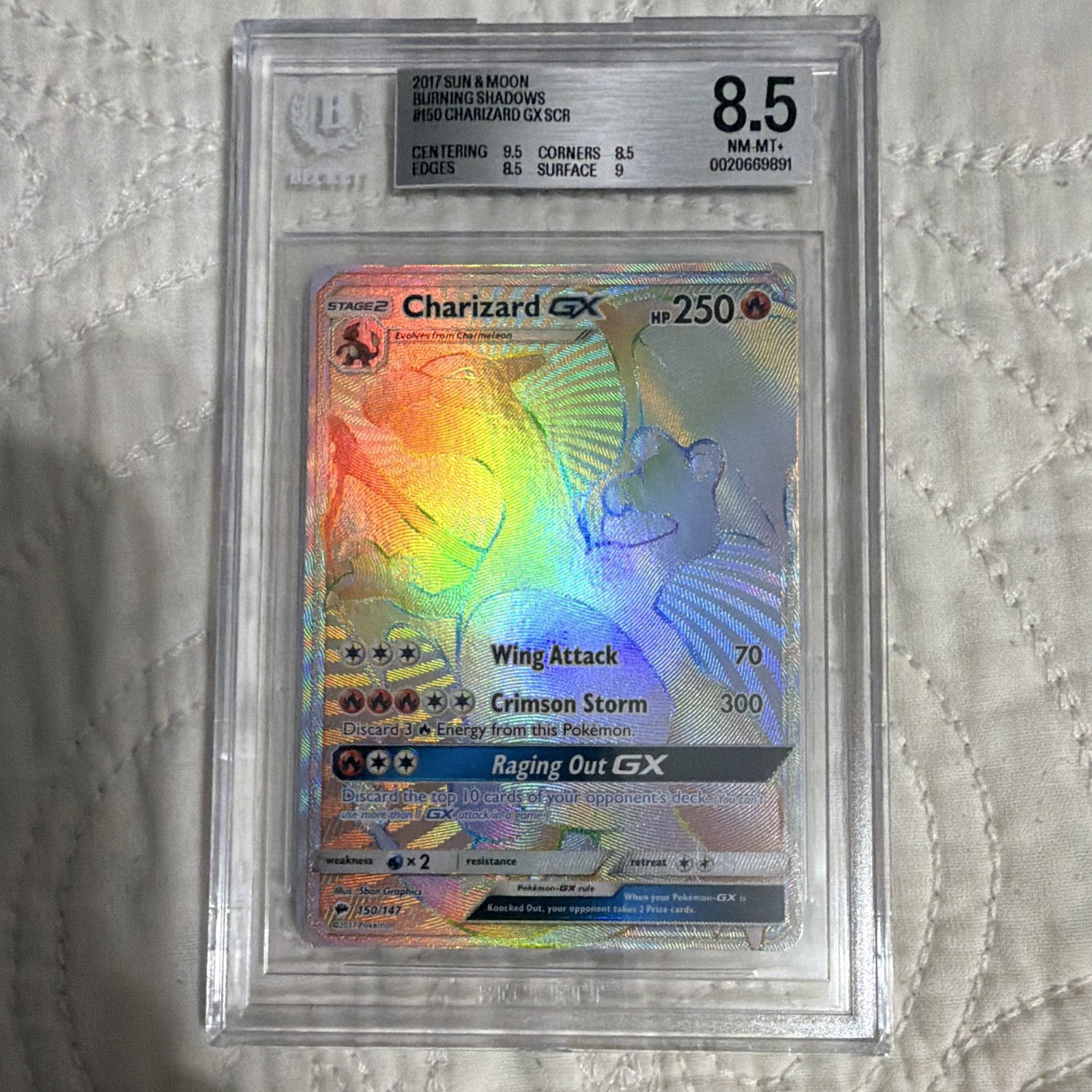 2017 Pokemon Sun and Moon Burning Shadows Charizard GX SCR 150