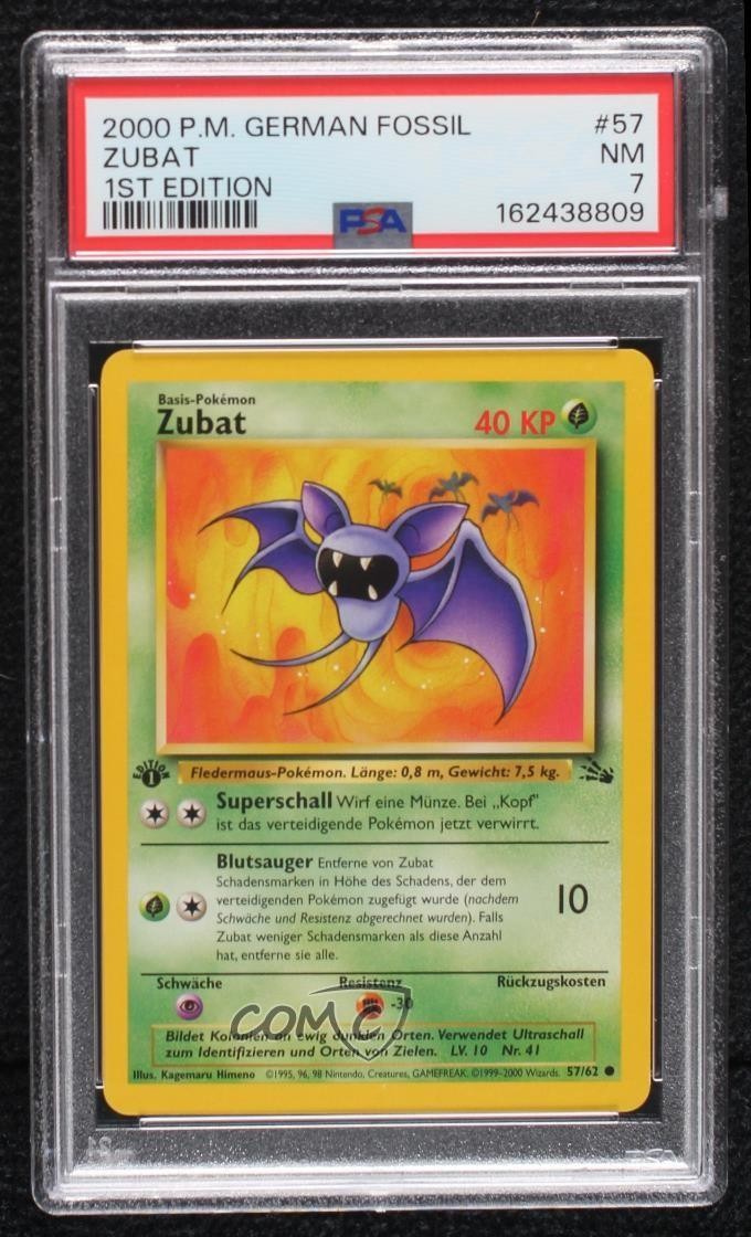2000 Pokemon German Fossil Zubat 1st Edition 57