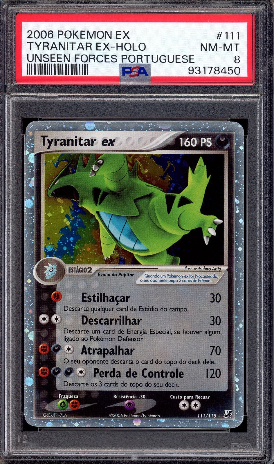 2006 Pokemon Portuguese EX Unseen Forces Tyranitar EX-Holo 111