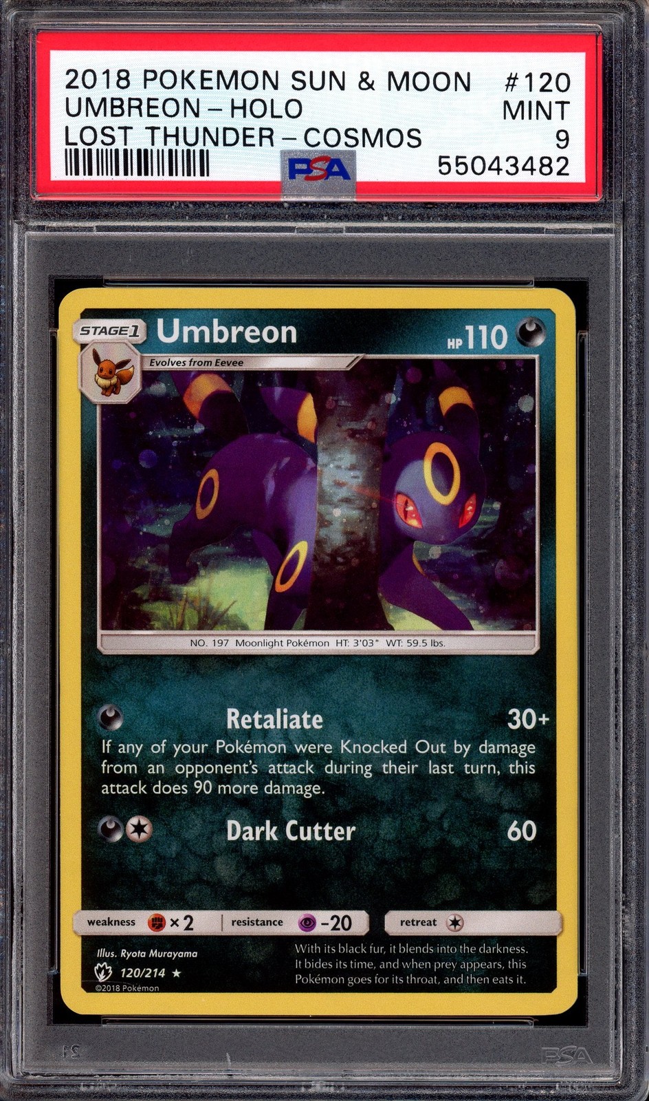 2018 Pokemon Sun & Moon Lost Thunder Umbreon-Holo Cosmos 120