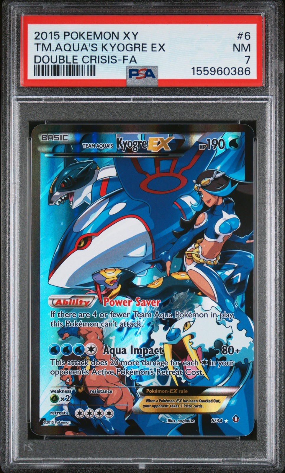 2015 Pokemon XY Double Crisis Full Art/Team Aqua's Kyogre EX 6