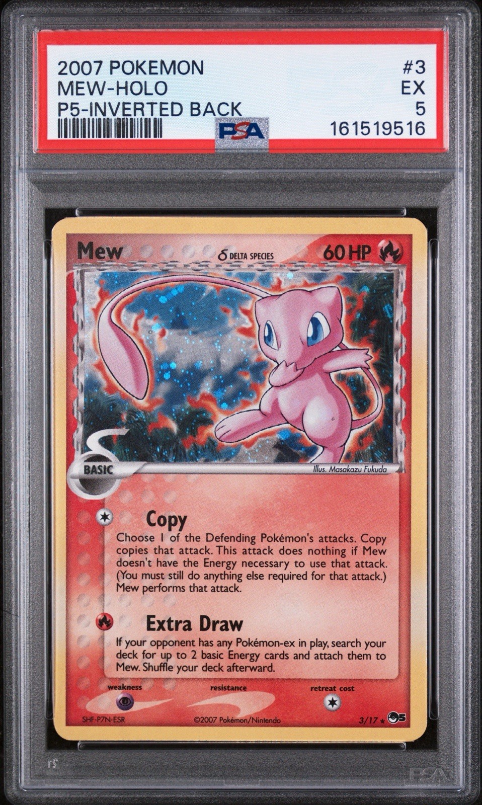 2007 Pokemon Pop Series 5 Mew-Holo Inverted Back 3