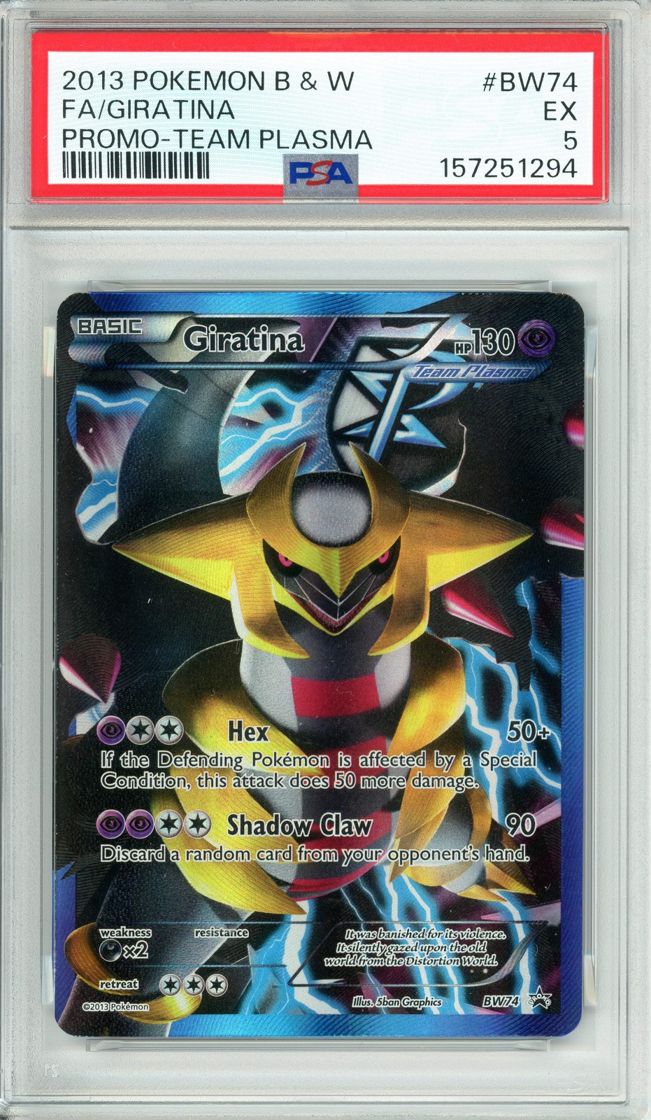 2013 Pokemon Black & White Promo Full Art/Giratina Team Plasma BW74