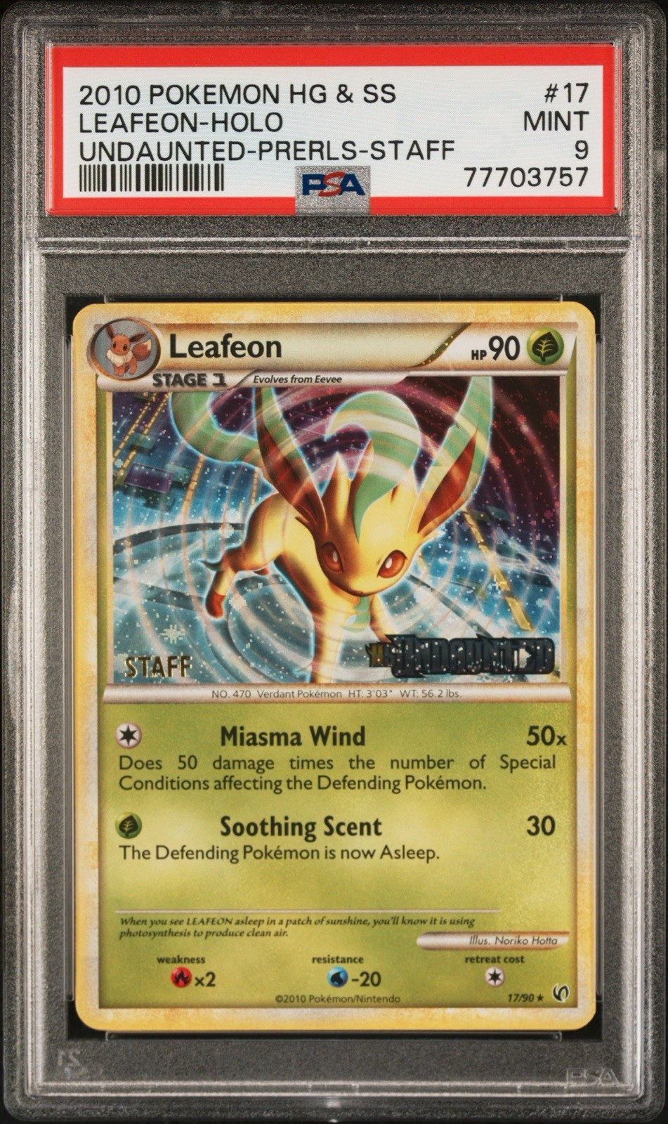 2010 Pokemon Heartgold & Soulsilver Undaunted Leafeon-Holo Prerelease-Staff 17