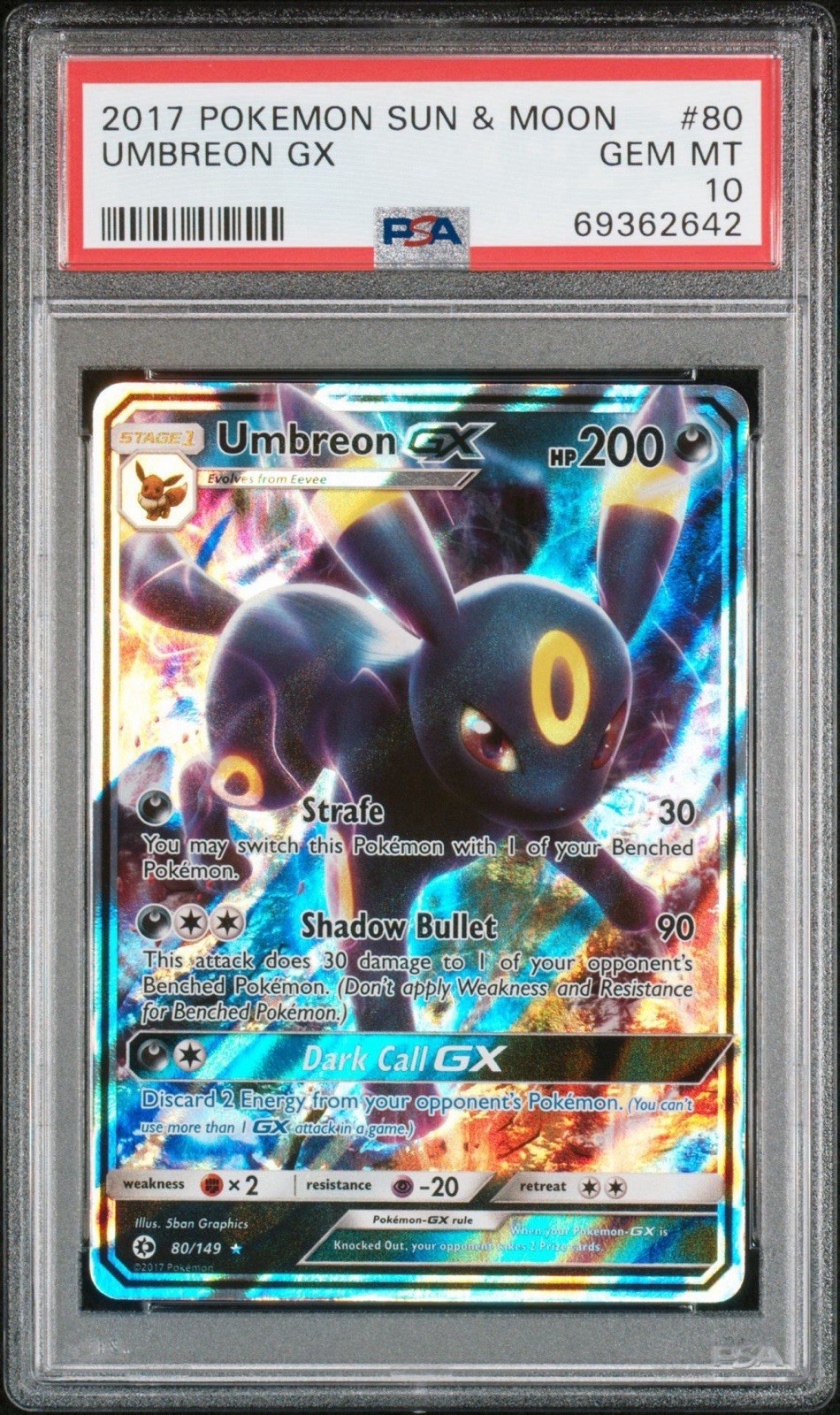 2017 Pokemon Sun & Moon Umbreon GX 80