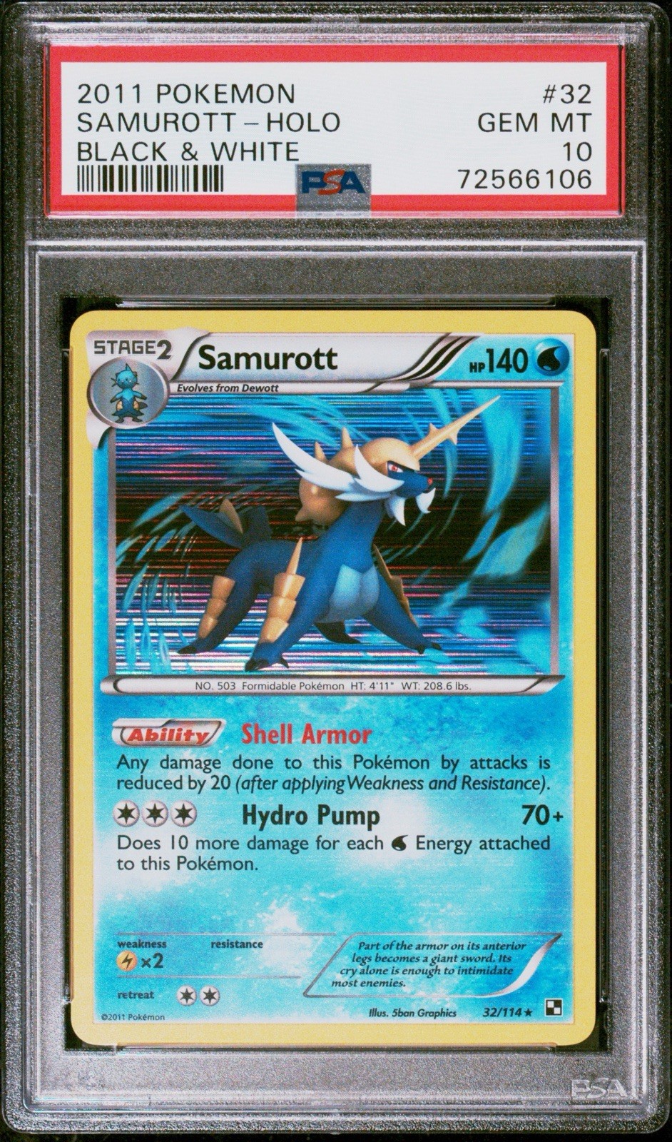 2011 Pokemon Black & White Samurott-Holo 32
