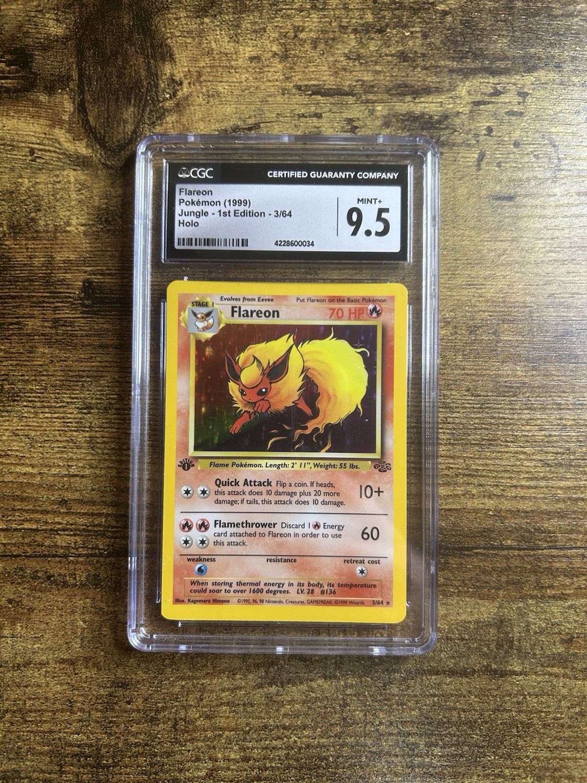 1999 Jungle - 1st Edition - English Flareon Rare Holo 3/64