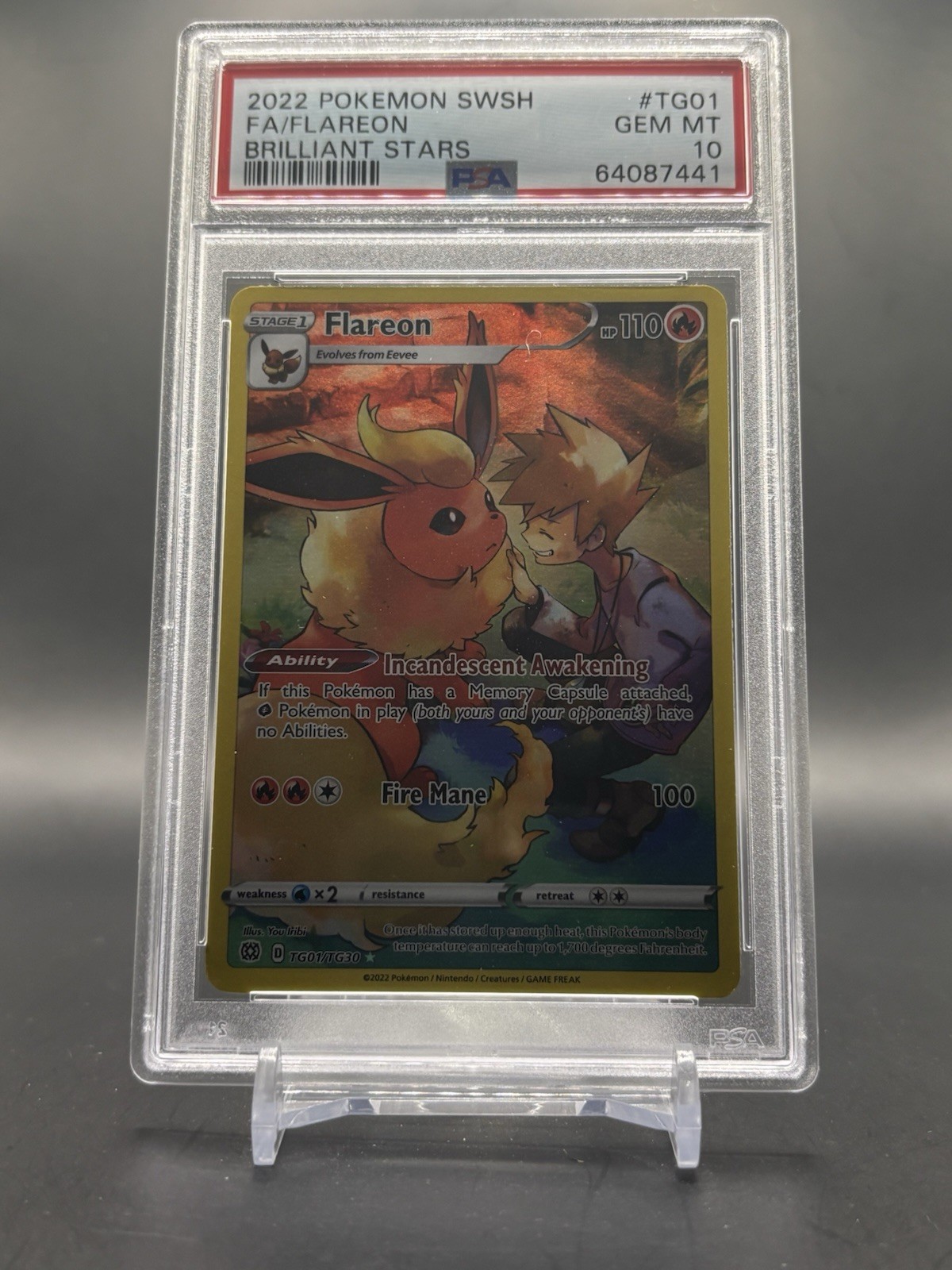 2022 Pokemon Sword & Shield Brilliant Stars Full Art/Flareon TG01