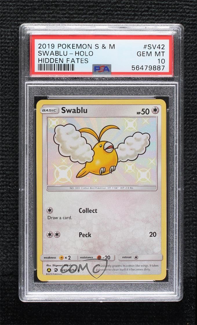 2019 Pokemon Sun & Moon Hidden Fates Swablu-Holo SV42