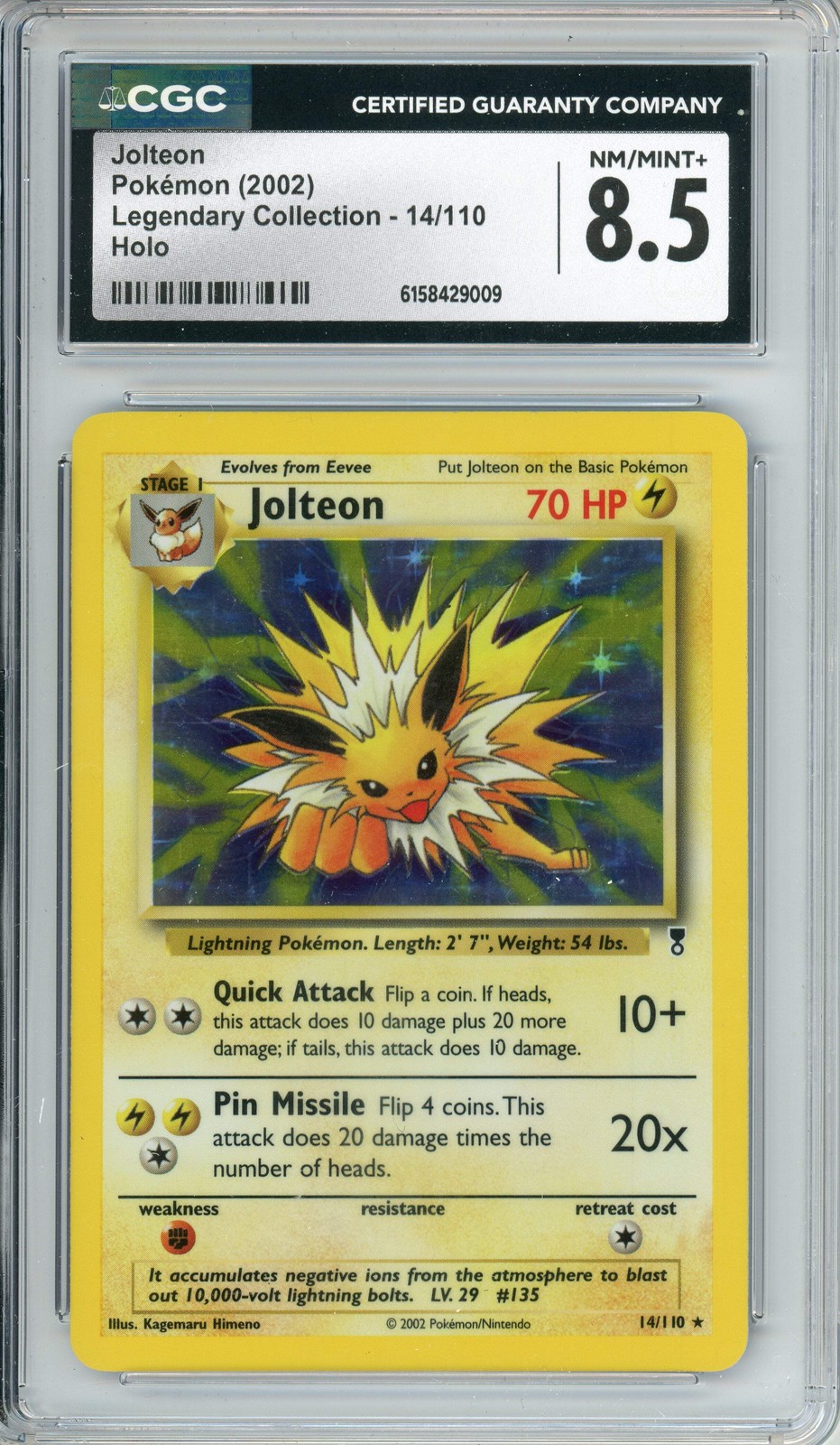 2002 Legendary Collection - English Jolteon Rare Holo 14/110