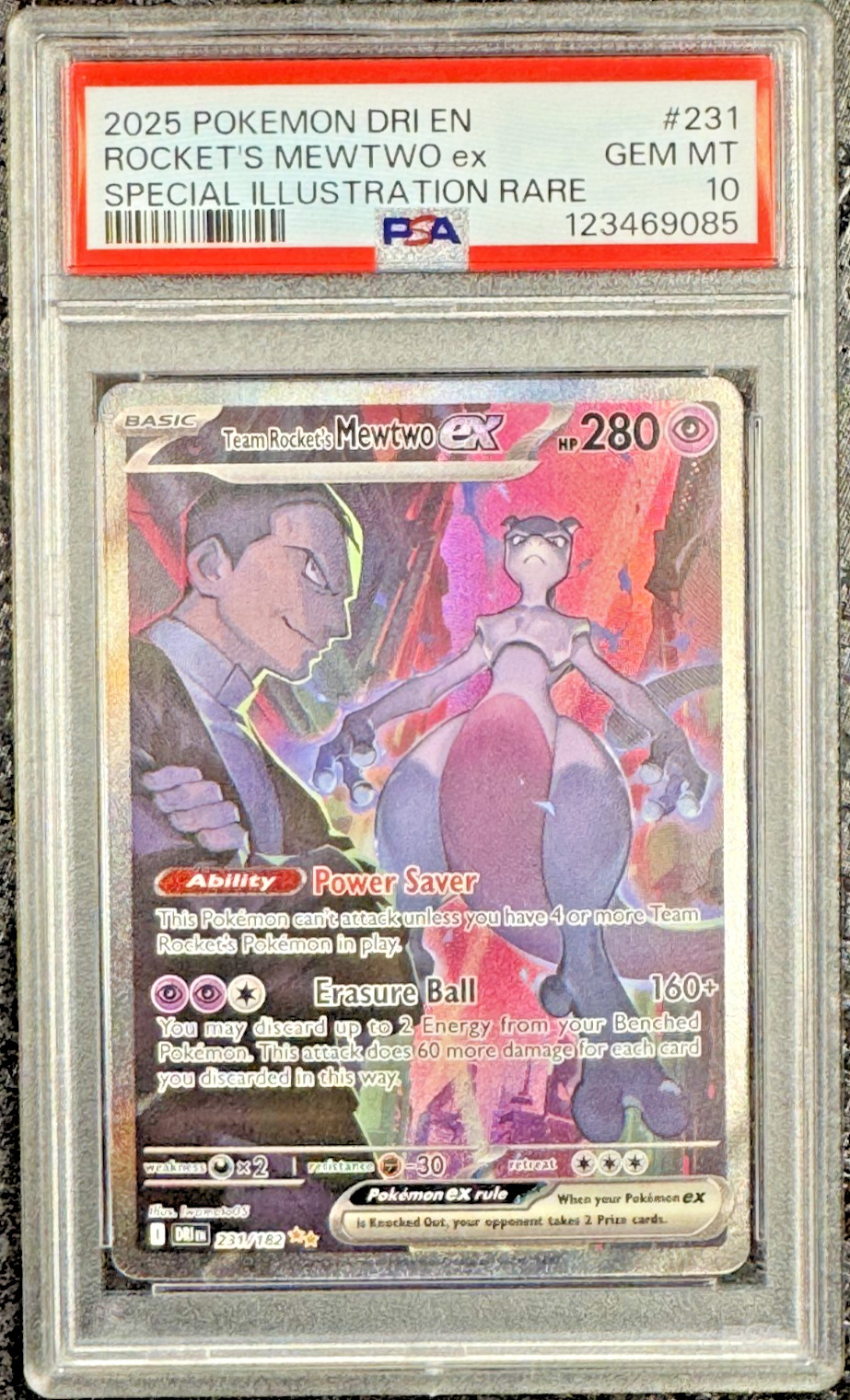 2025 Pokemon Dri EN-Destined Rivals Team Rocket's Mewtwo EX Special Illustration Rare 231