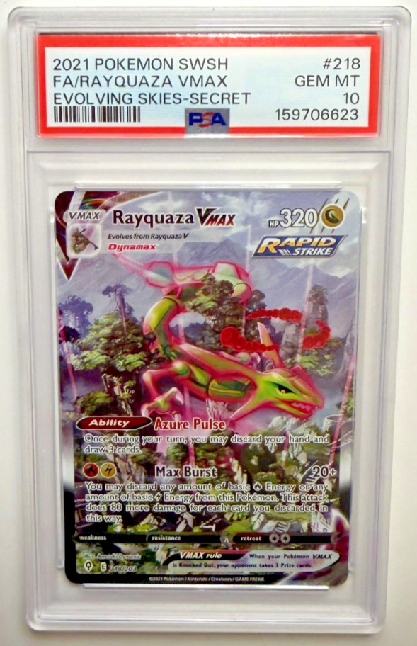 2021 Pokemon Sword & Shield Evolving Skies Full Art/Rayquaza Vmax Secret 218