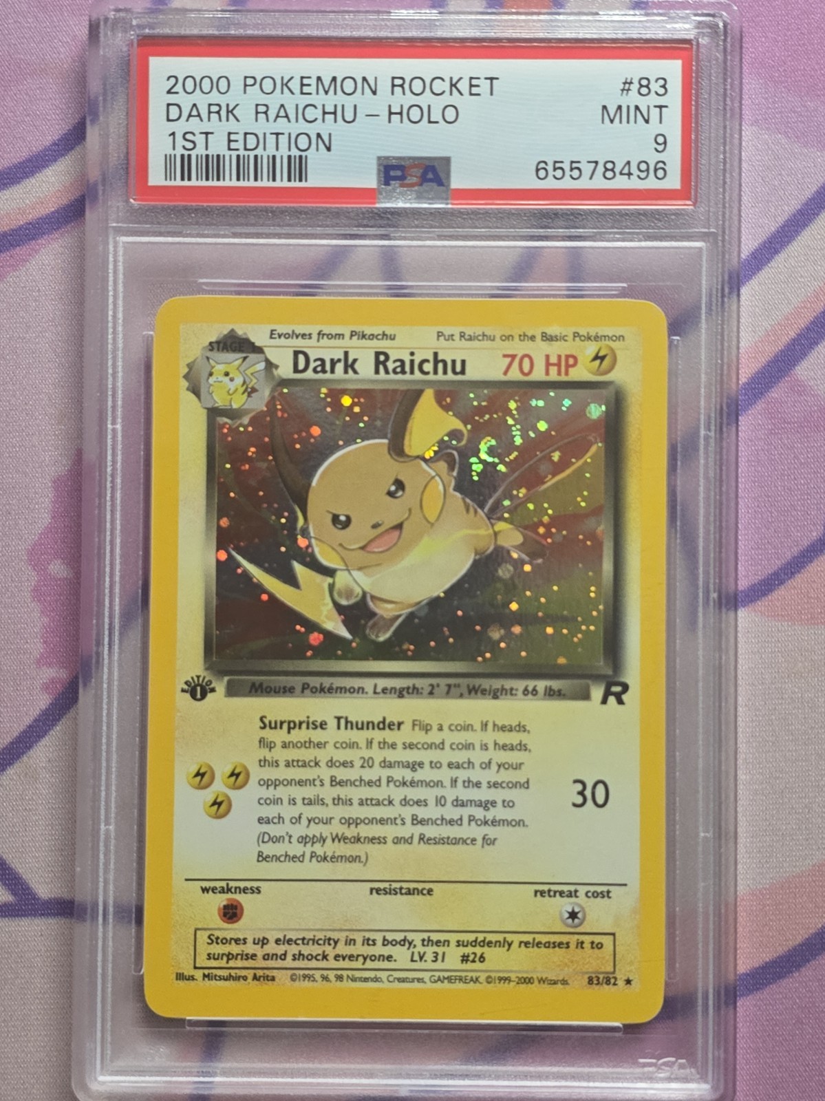 2000 Pokemon Rocket Dark Raichu-Holo 1st Edition 83