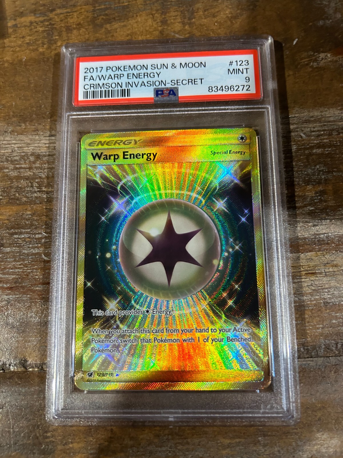 2017 Pokemon Sun & Moon Crimson Invasion Full Art/Warp Energy Secret 123