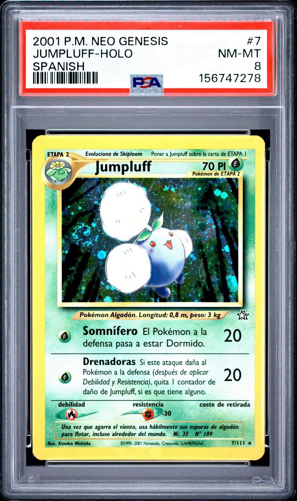 2001 Pokemon Spanish Neo Genesis Jumpluff-Holo 7