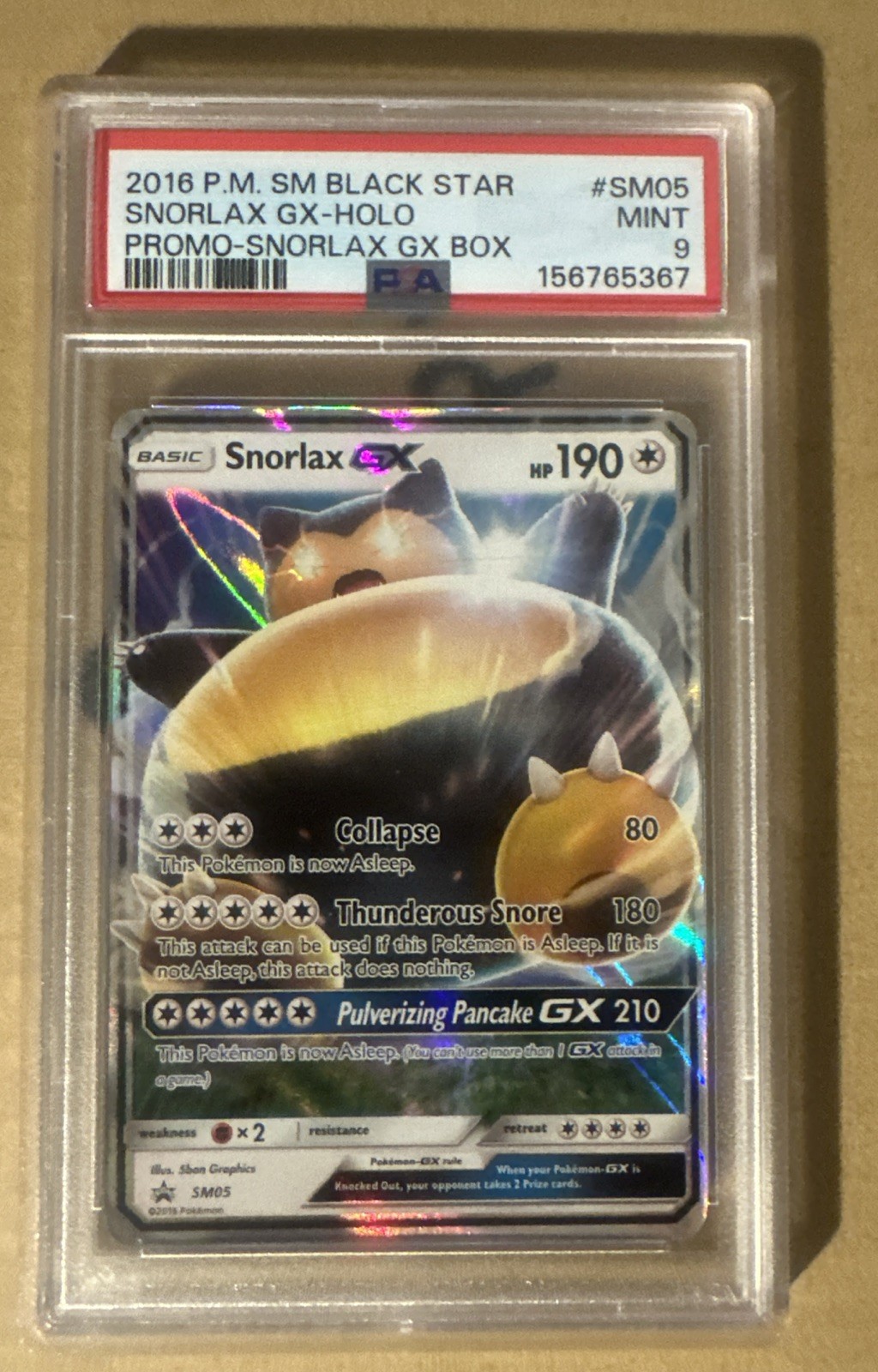 2016 Pokemon SM Black Star Promo Snorlax GX-Holo Snorlax GX Box SM05