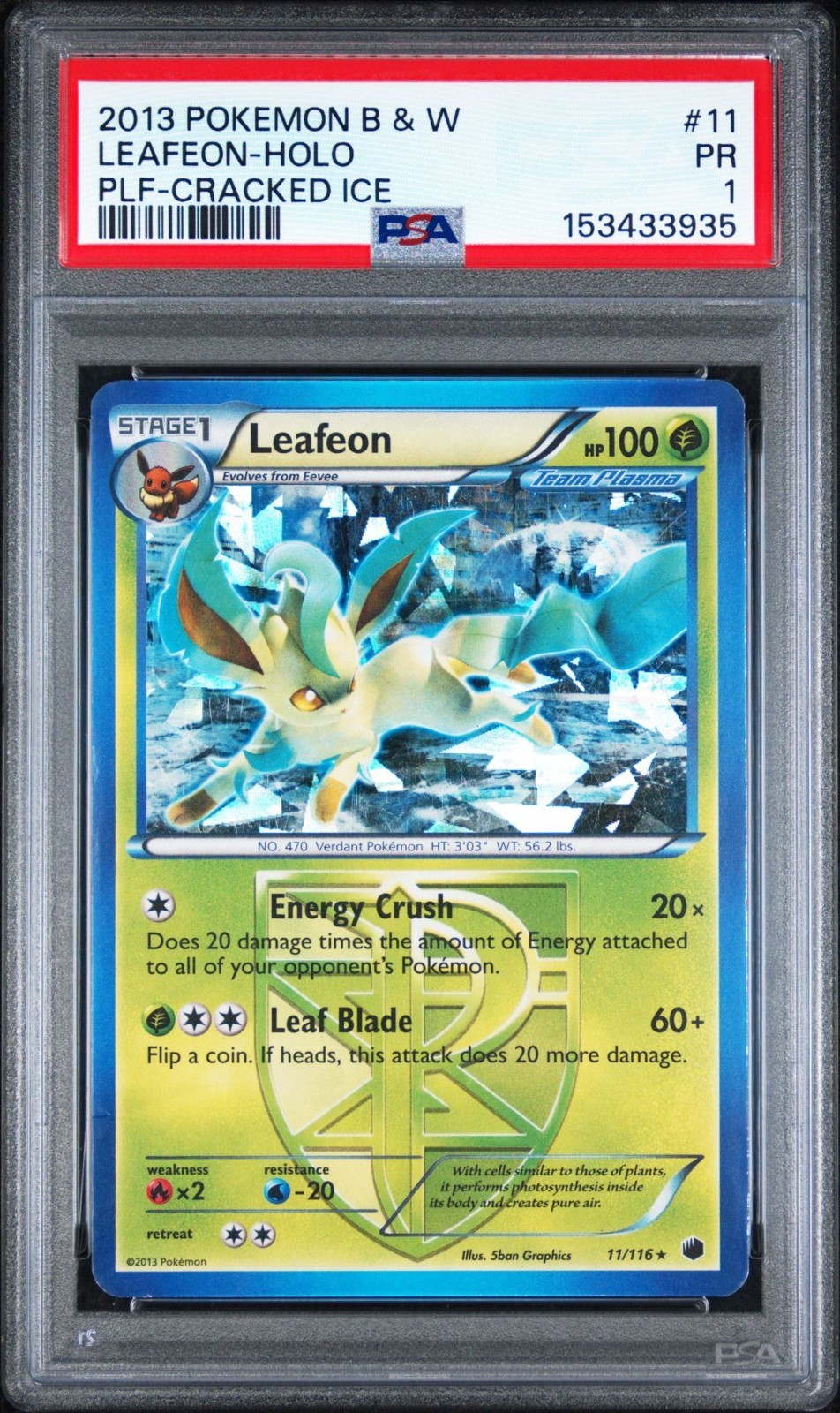 2013 Pokemon Black & White Plasma Freeze Leafeon-Holo Cracked Ice 11