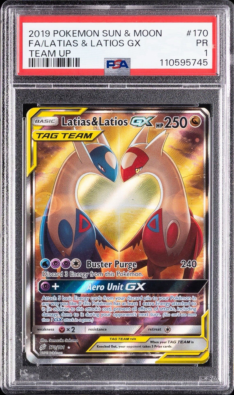 2019 Pokemon Sun & Moon Team Up Full Art/Latias & Latios GX 170