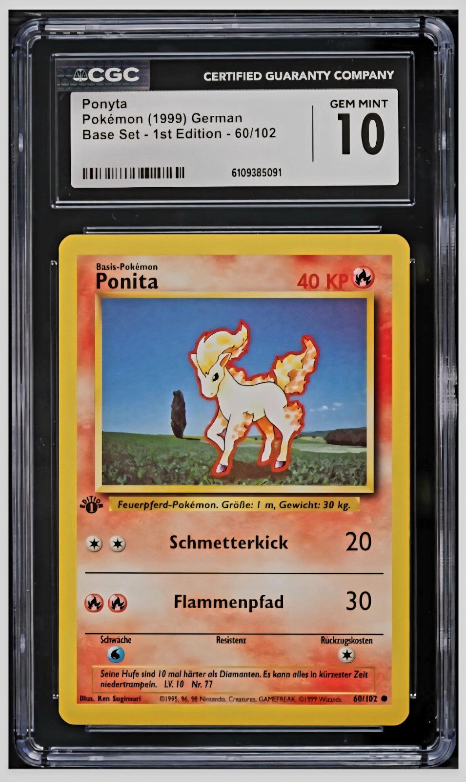 1999 Base Set - 1st Edition - German Ponyta Common 60/102
