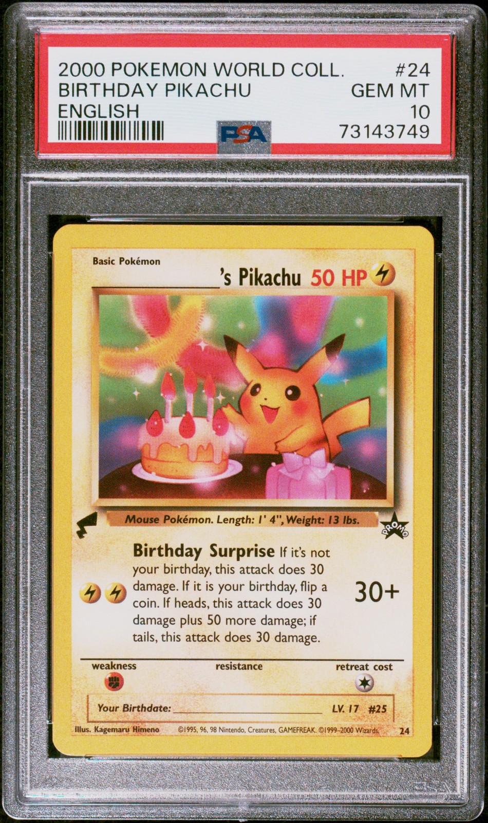 2000 Pokemon Pikachu World Collection Birthday Pikachu English 24