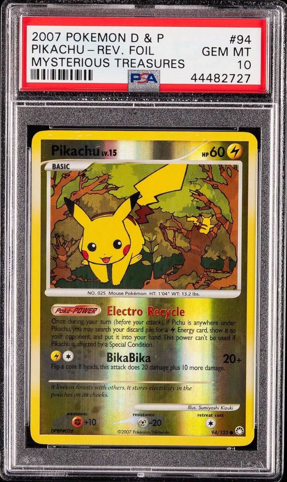 2007 Pokemon Diamond & Pearl Mysterious Treasures Pikachu-Reverse Foil 94