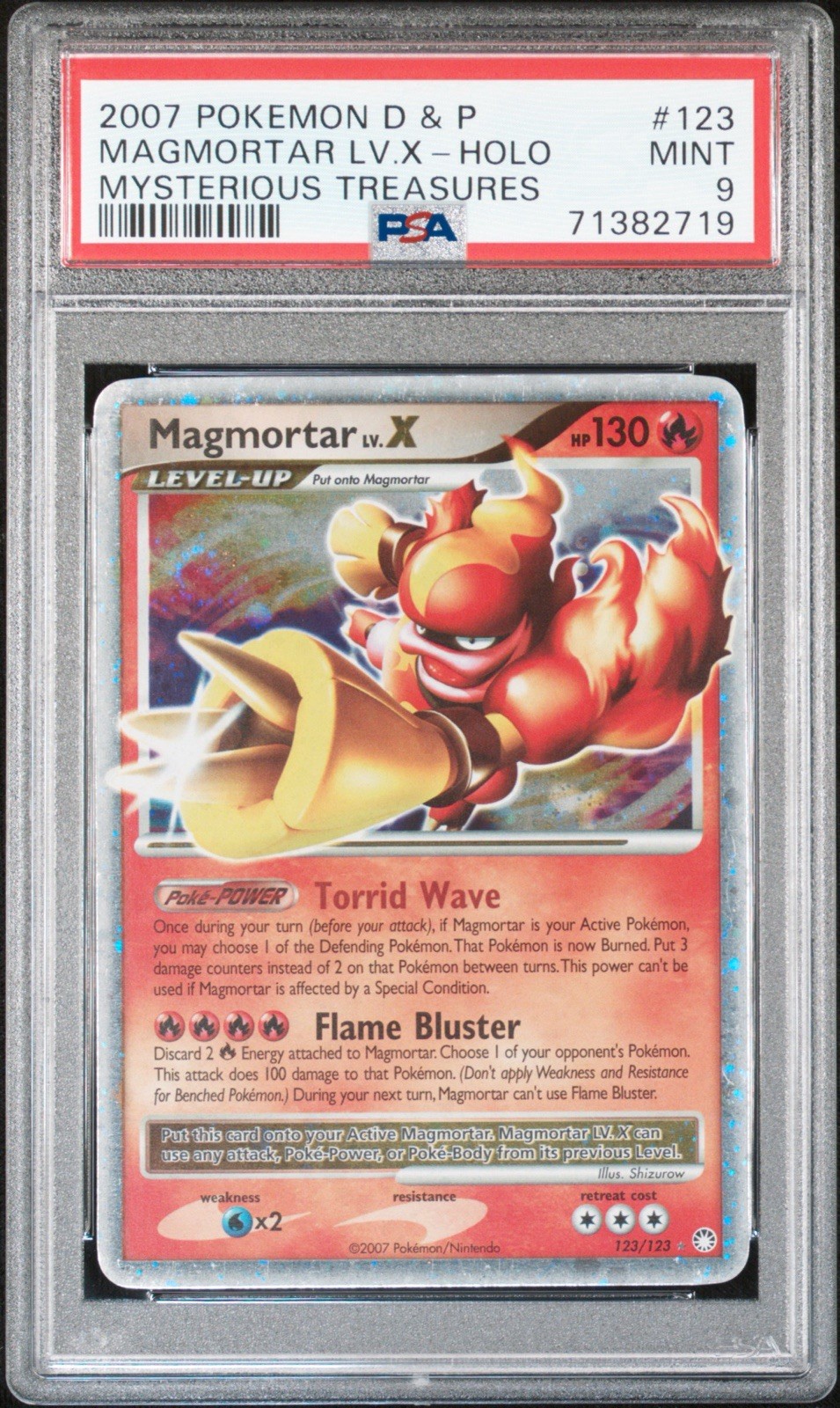 2007 Pokemon Diamond & Pearl Mysterious Treasures Magmortar LV.X-Holo 123