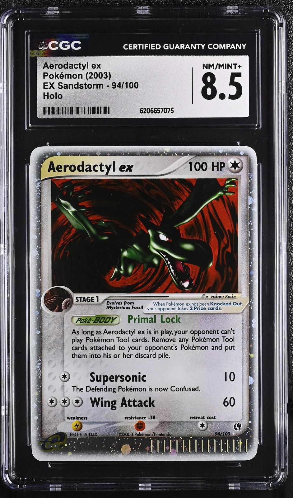 2003 EX Sandstorm (2003 Copyright, w/ "e" Symbol) - English Aerodactyl ex Ultra Rare Holo 94/100