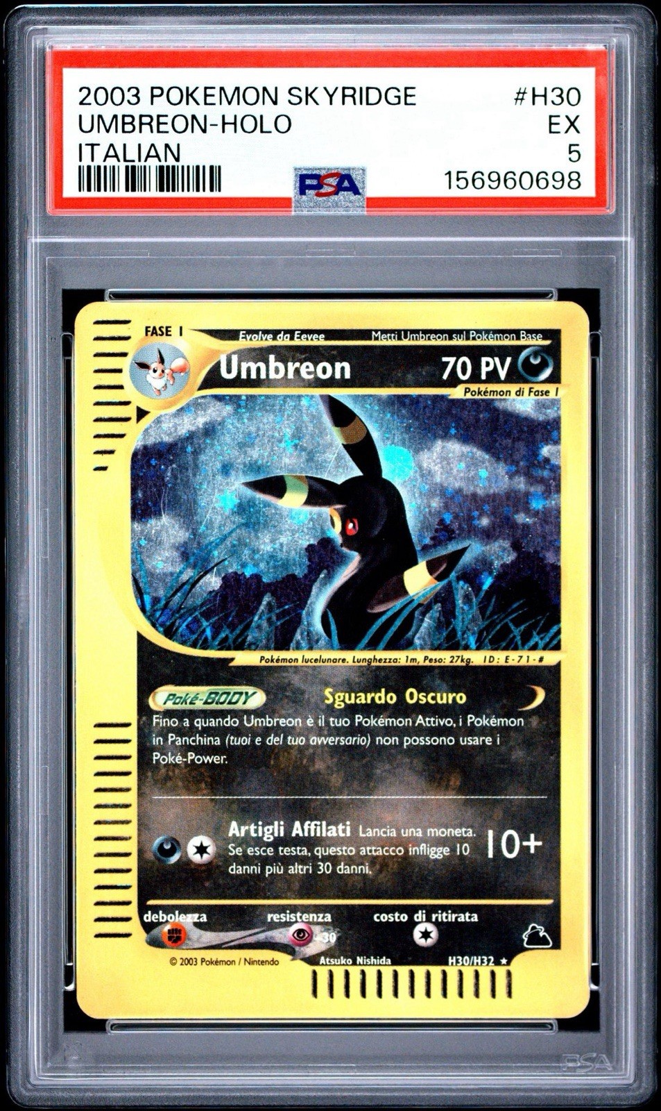 2003 Pokemon Skyridge Umbreon-Holo Italian H30