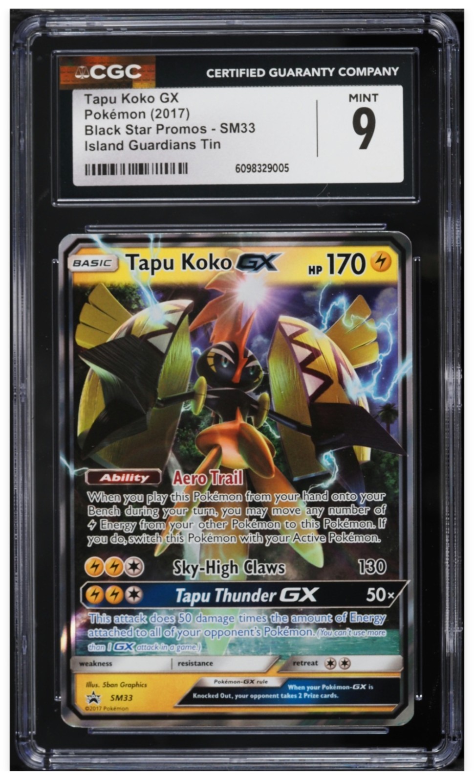 2017 Black Star Promos - Sun & Moon - English Tapu Koko GX Promo Island Guardians Tin (Holo) SM33