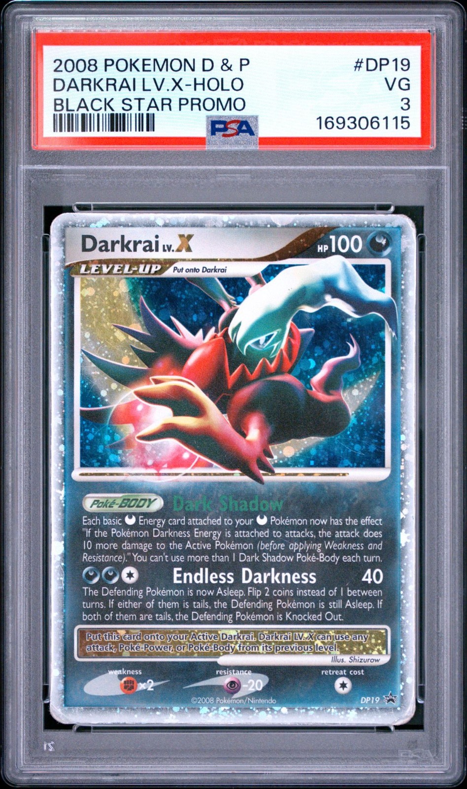2008 Pokemon Diamond & Pearl Black Star Promo Darkrai LV.X-Holo DP19