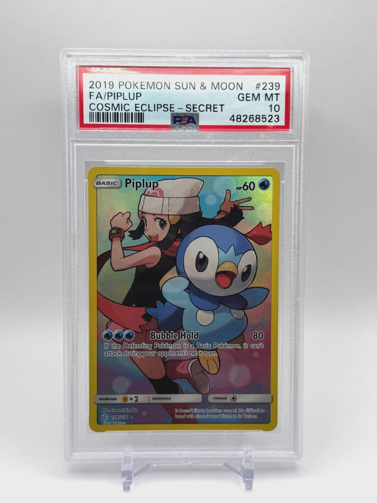 2019 Pokemon Sun & Moon Cosmic Eclipse Full Art/Piplup Secret 239