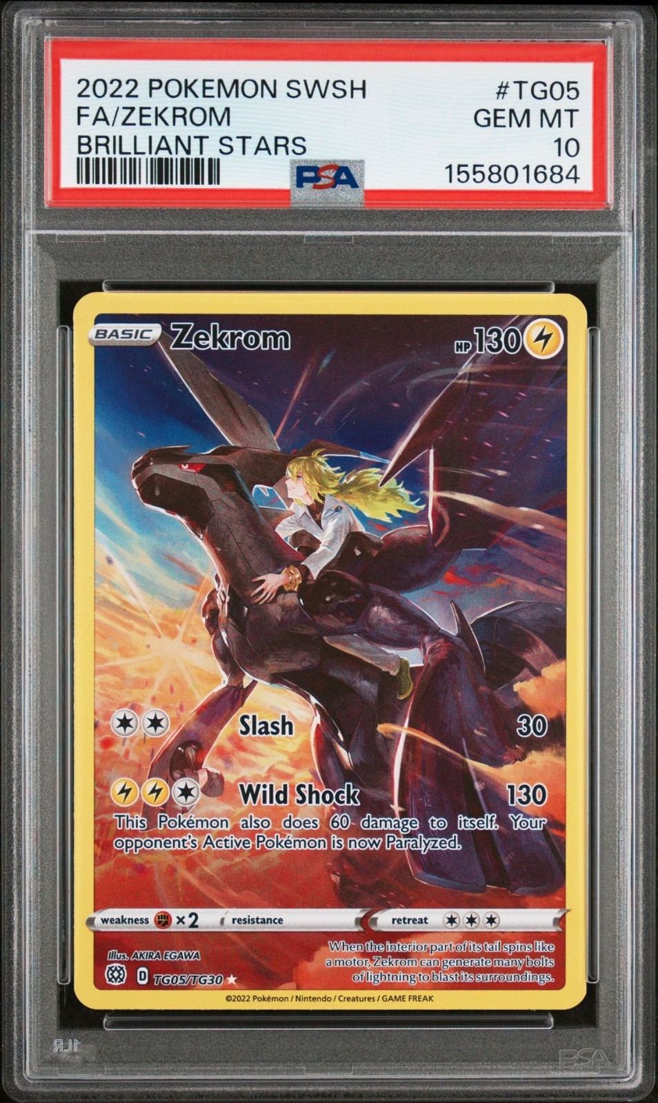 2022 Pokemon Sword & Shield Brilliant Stars Full Art/Zekrom TG05