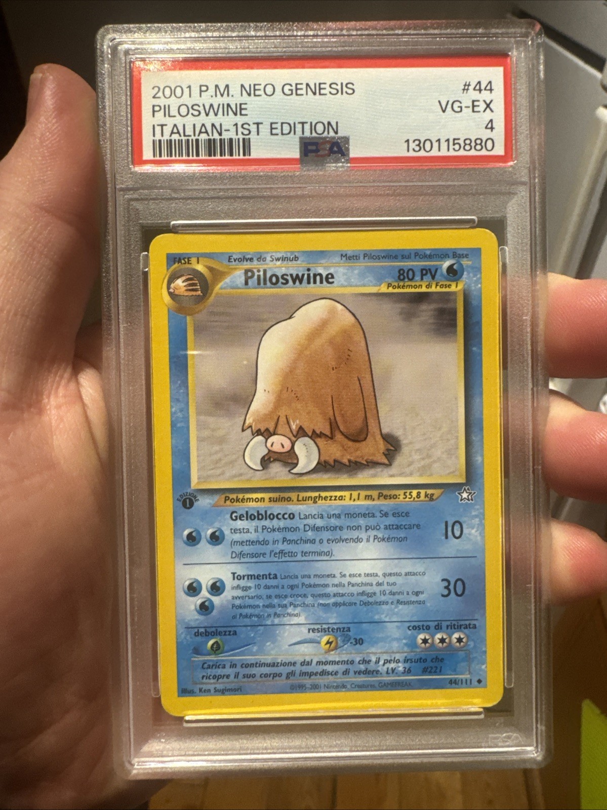 2001 Pokemon Italian Neo Genesis Piloswine 1st Edition 44