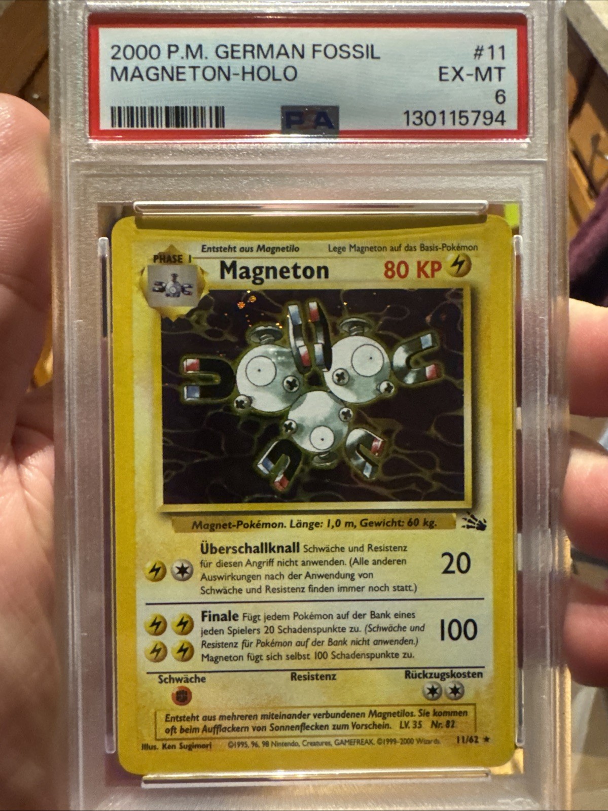 2000 Pokemon German Fossil Magneton-Holo 11