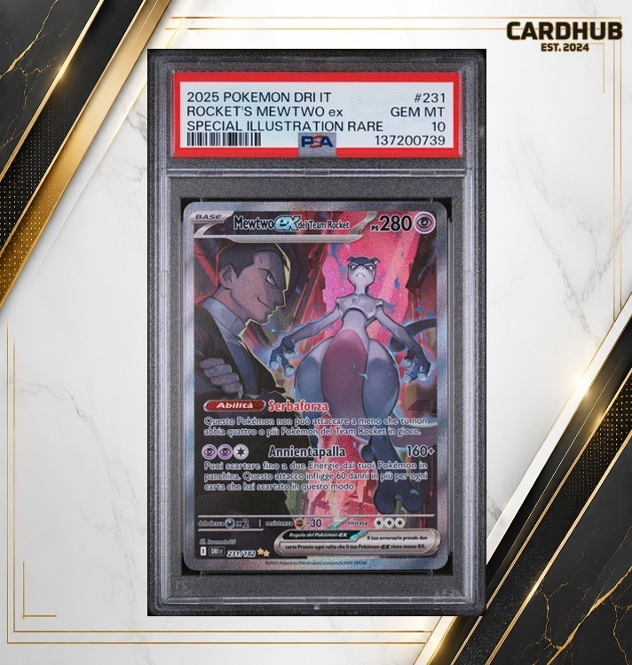 2025 Pokemon Italian Dri It-Destined Rivals Team Rocket's Mewtwo EX Special Illustration Rare 231