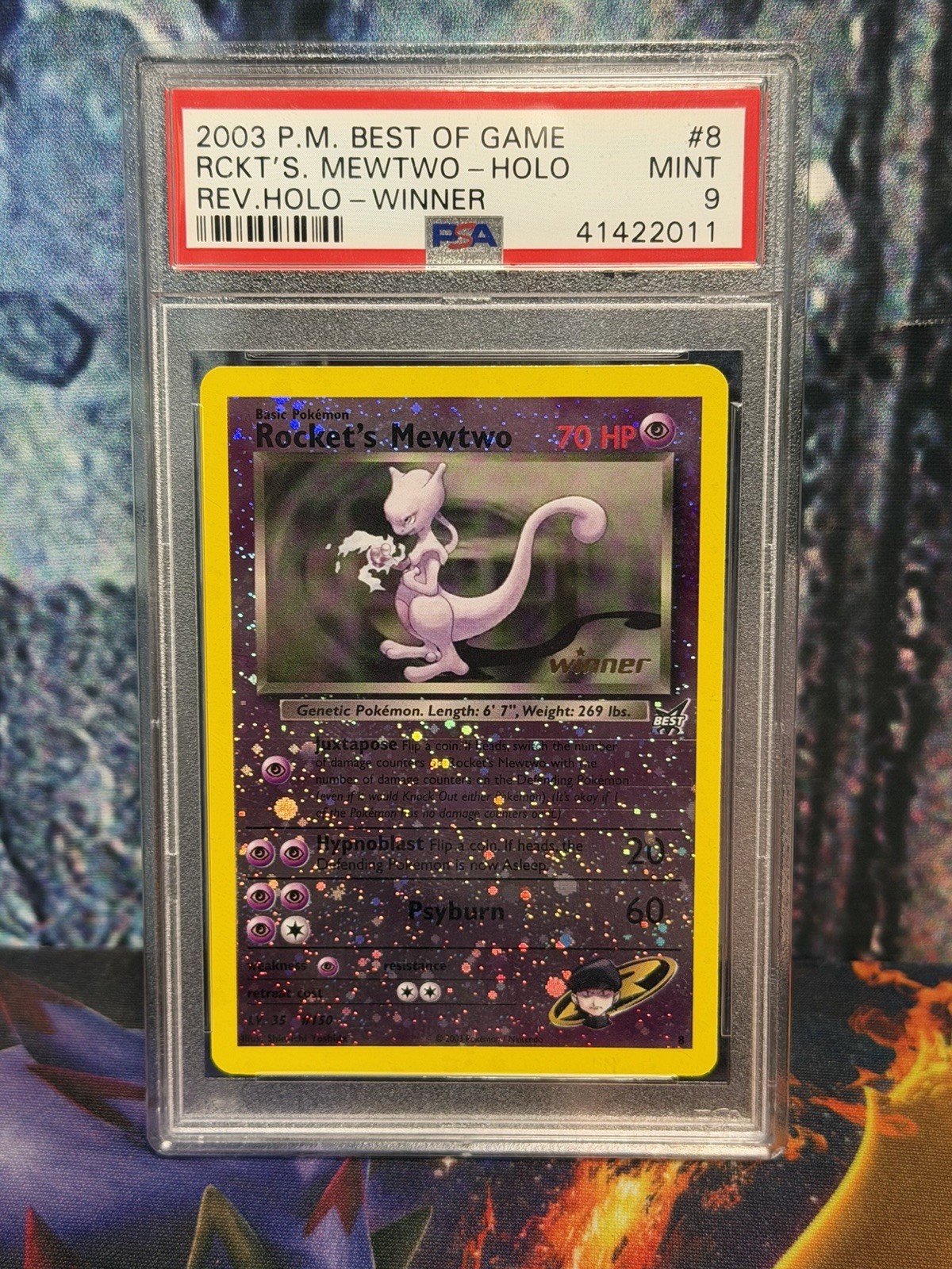 2003 Pokemon Best of Game Promo Rocket's Mewtwo-Reverse Foil Winner 8