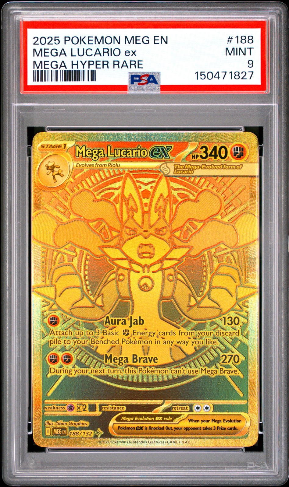 2025 Pokemon Meg EN-Mega Evolution Mega Lucario EX Mega Hyper Rare 188