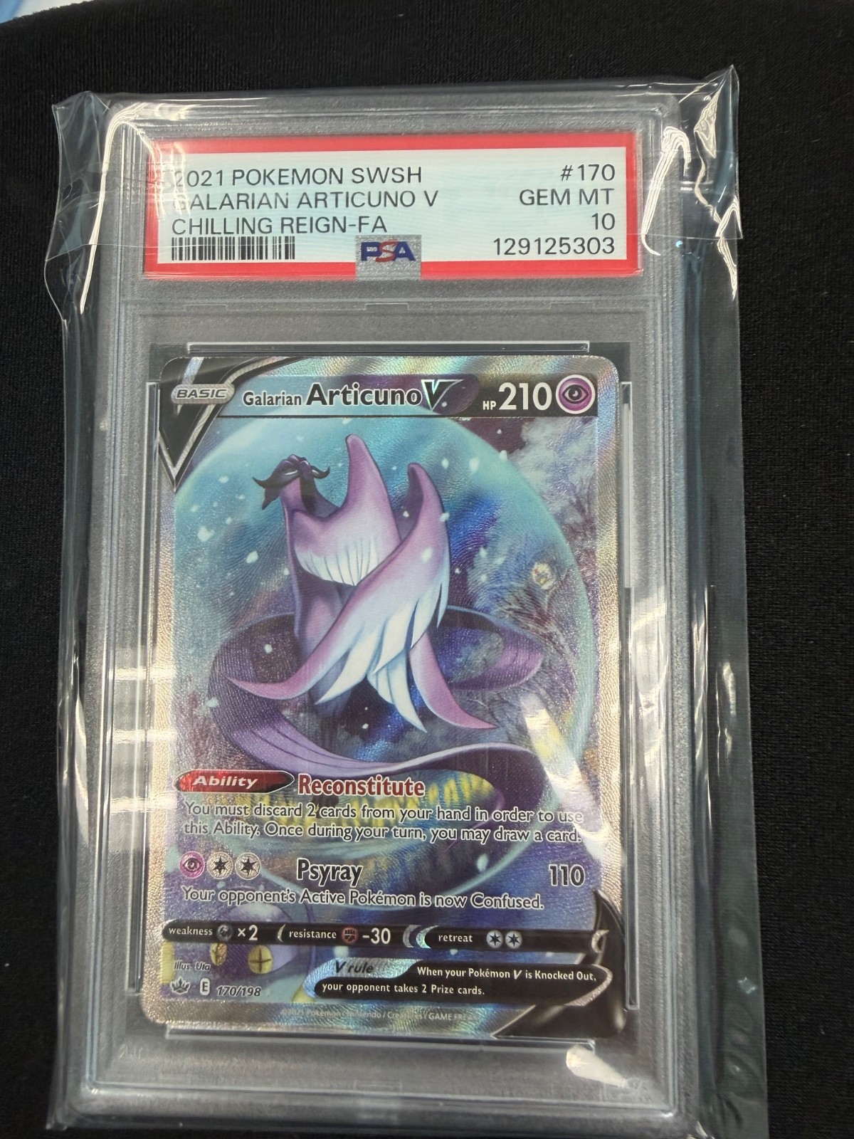 2021 Pokemon Sword & Shield Chilling Reign Full Art/Galarian Articuno V 170
