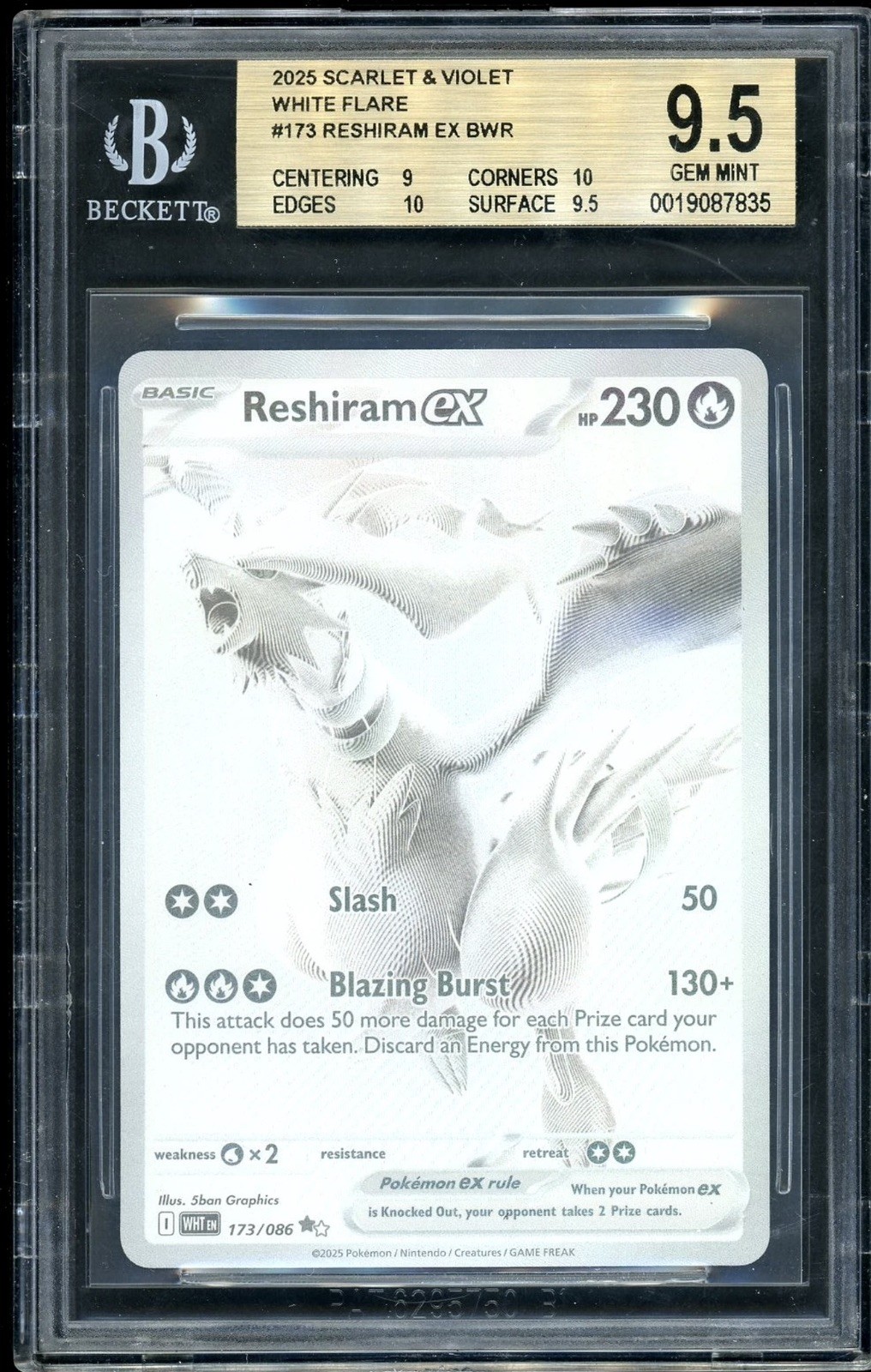 2025 Pokemon TCG Scarlet & Violet White Flare Reshiram ex BWR 173