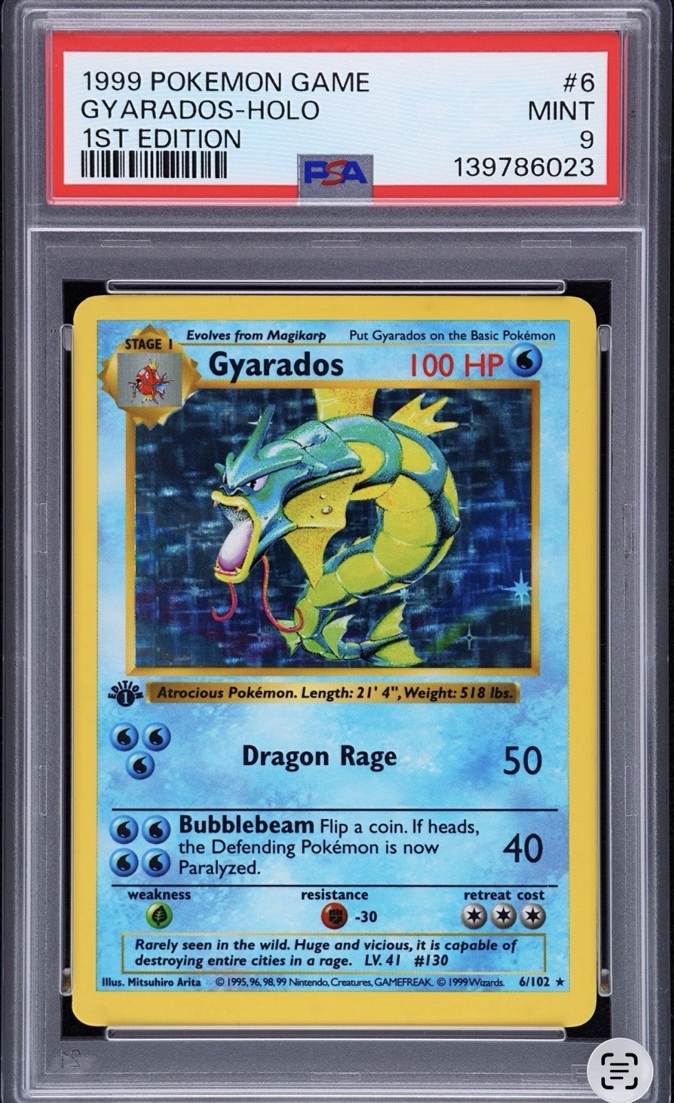 1999 Pokemon Game Gyarados-Holo 1st Edition 6