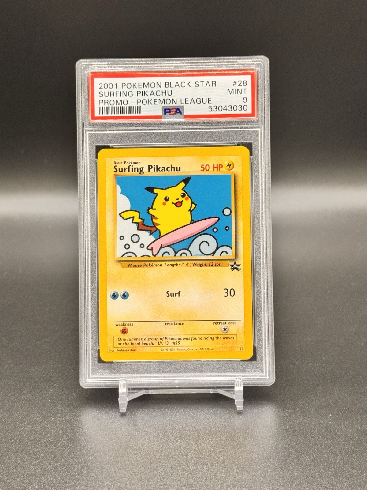2001 Pokemon Promo Black Star Surfing Pikachu Pokemon League 28