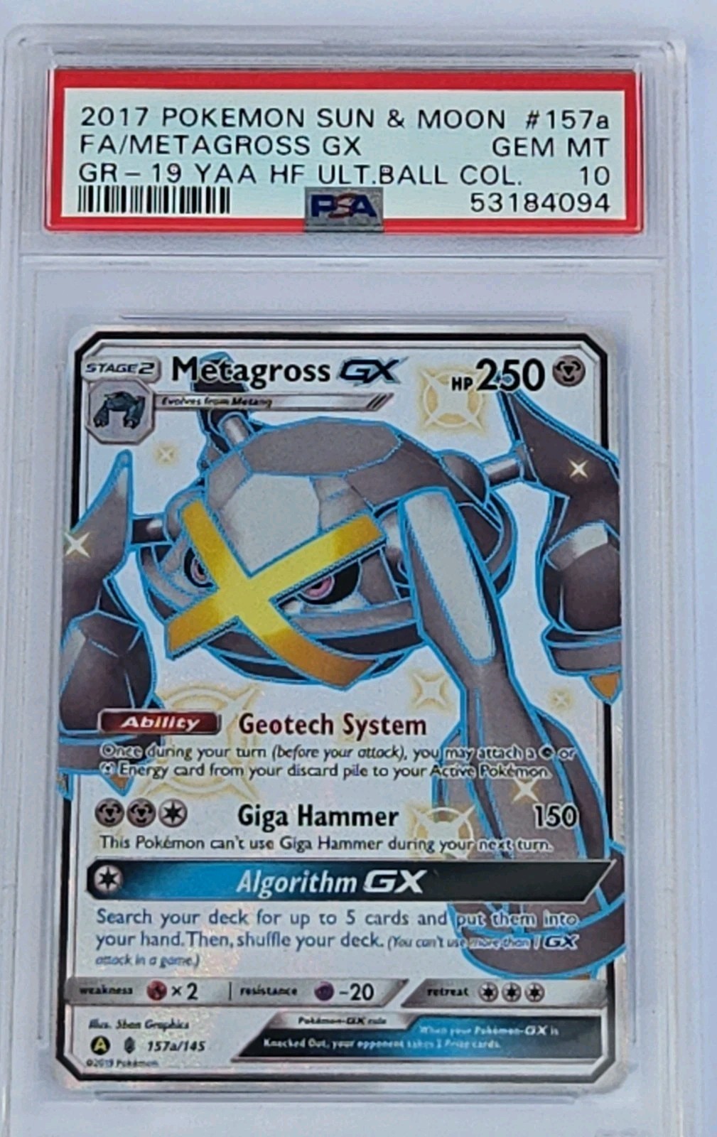 2017 Pokemon Sun & Moon Guardians Rising Full Art/Metagross GX 2019 Yellow A Alternate Art Hidden Fates Ultra Ball Collection 157a