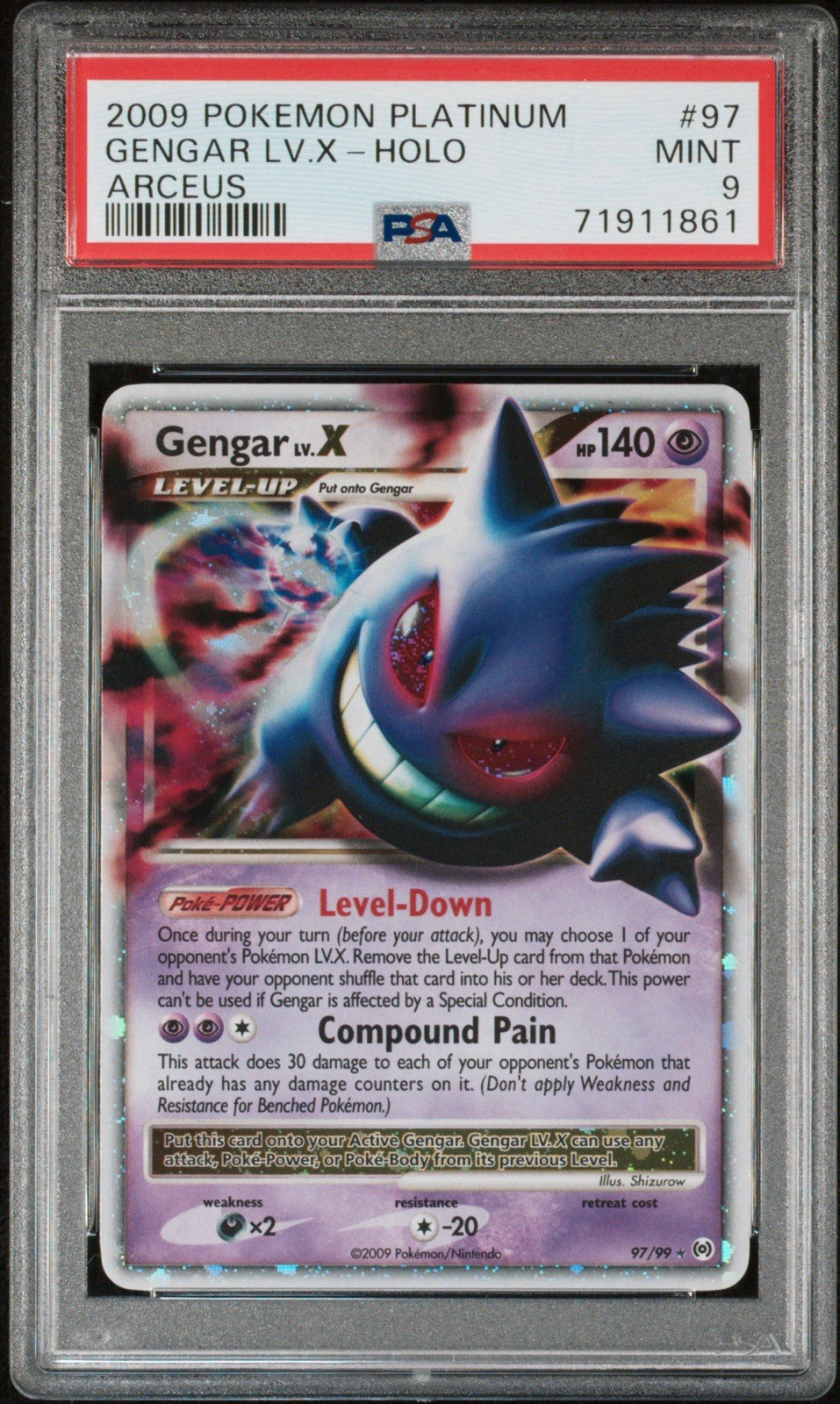 2009 Pokemon Platinum Arceus Gengar LV.X-Holo 97